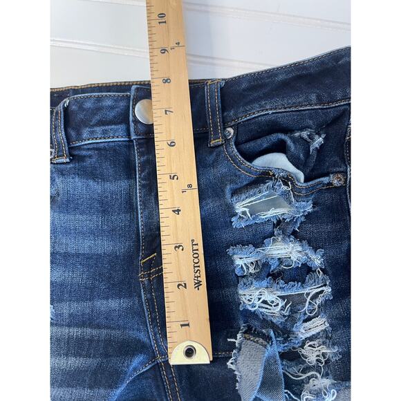 American Eagle Outfitters Hi Rise Shortie Distressed Jean Shorts Size Women's 0 - Picture 5 of 8